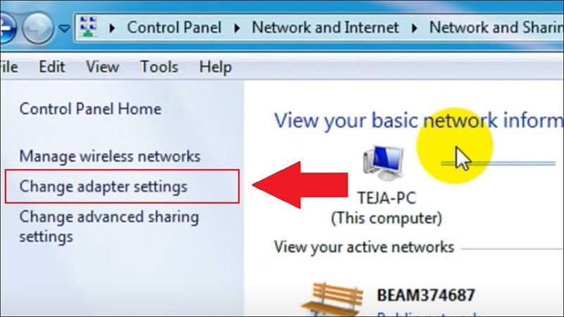 Chá»n Change adapter settings