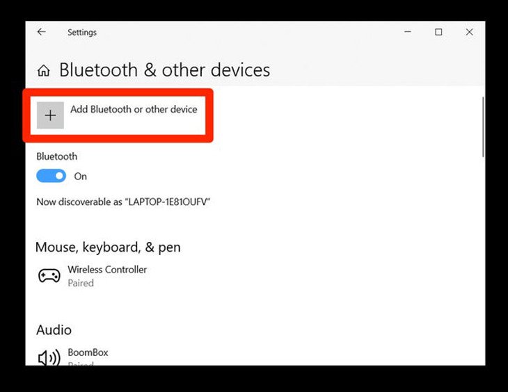 Chọn Add Bluetooth or other device