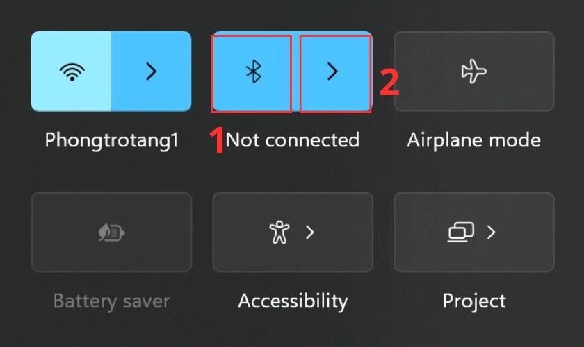Chọn biểu tượng Bluetooth trong cài đặt để kết nối loa kéo