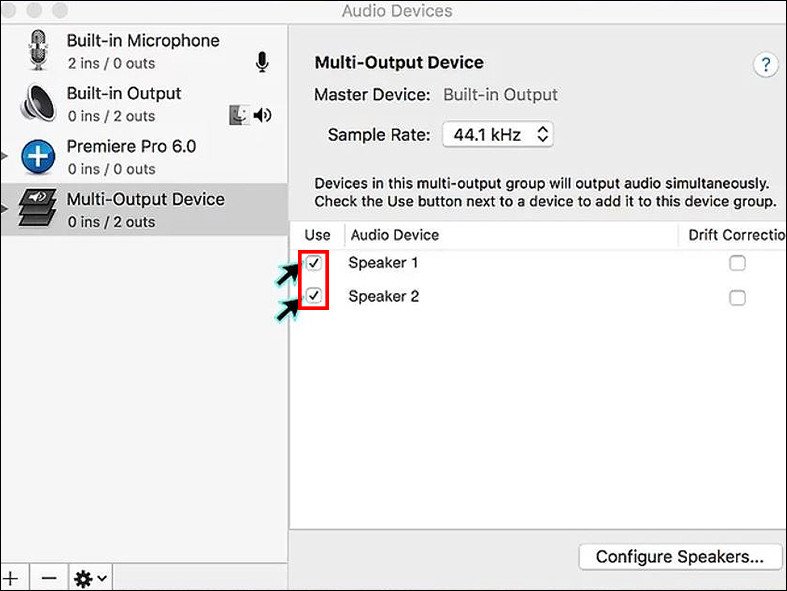 Chọn các tai nghe Bluetooth đã kết nối để phát âm thanh đồng thời qua Multi-Output Device
