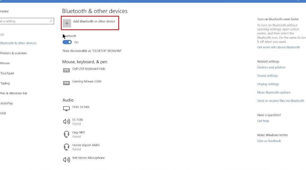 Chọn mục thêm thiết bị Bluetooth để bắt đầu quá trình tìm kiếm tai nghe