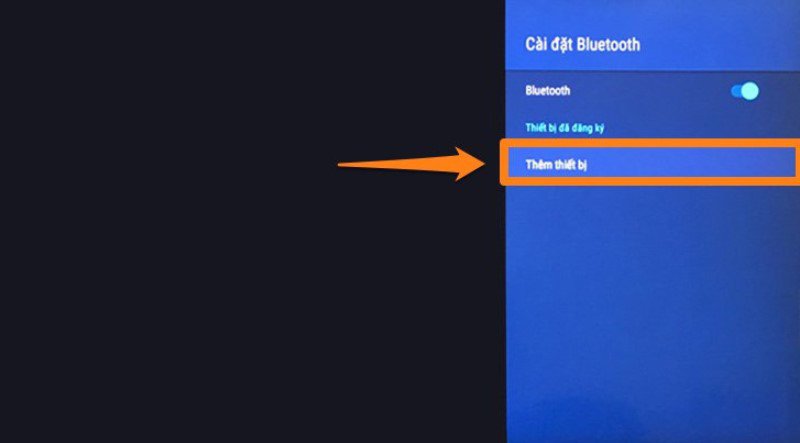 Chọn mục Thêm thiết bị để tivi tìm kiếm loa Bluetooth