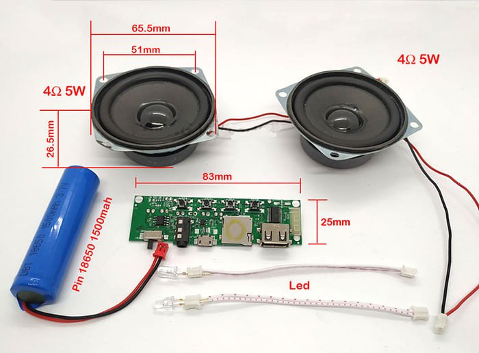 Chuẩn bị linh kiện: Loa, mạch loa Bluetooth và các phụ kiện cần thiết