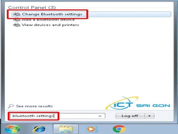 Cửa sổ tìm kiếm cài đặt Bluetooth trên Windows 7