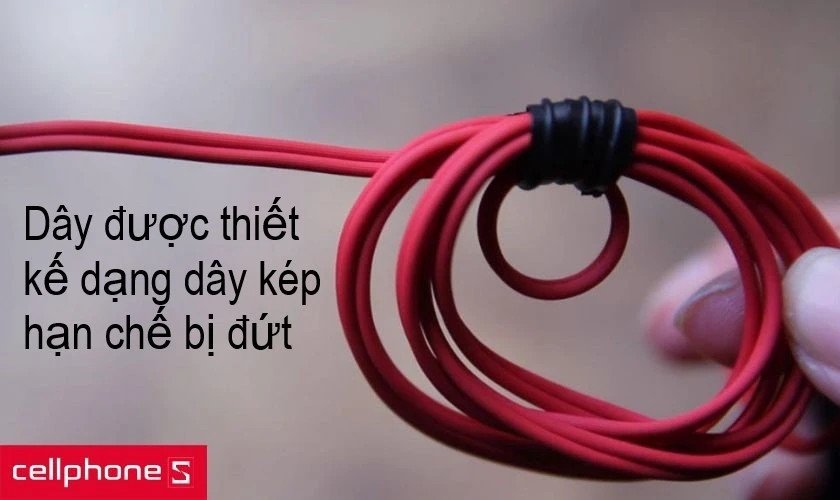 Dây cáp dạng sợi đôi chắc chắn của tai nghe Sony MDR-EX155AP, giúp tăng cường độ bền và hạn chế đứt gãy trong quá trình sử dụng.