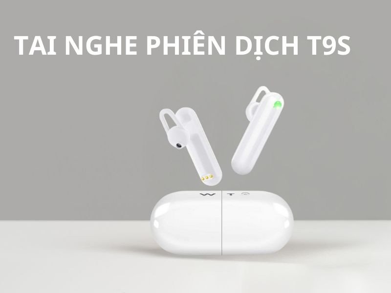 Đôi tai nghe thông dịch WT2 Plus màu trắng tinh tế, nổi bật tính năng dịch thuật thời gian thực và nhiều chế độ.