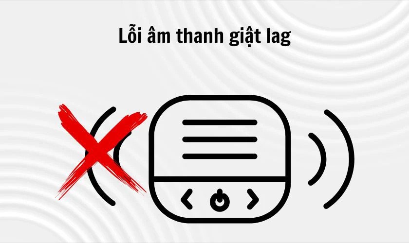 Đường cong sóng âm thanh gián đoạn, tượng trưng cho lỗi âm thanh giật lag của loa Bluetooth.