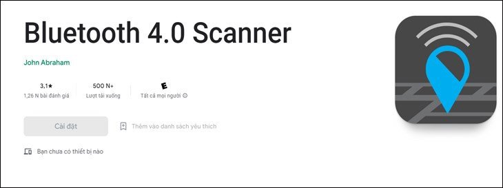 Giao diện ứng dụng Bluetooth 4.0 Scanner hiển thị các thiết bị Bluetooth đang hoạt động