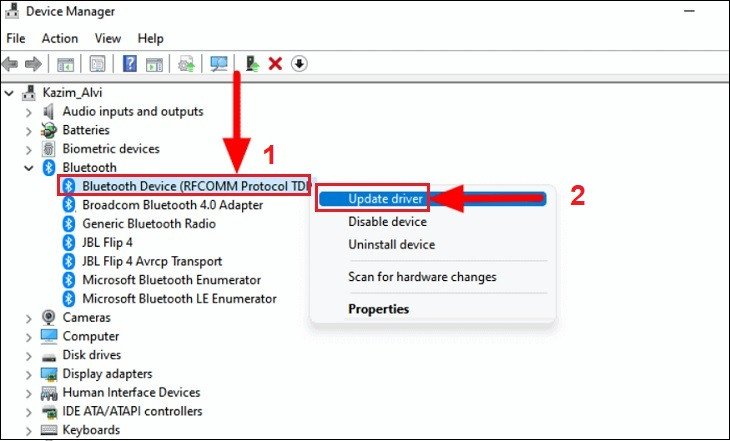 Gỡ cài đặt Driver Bluetooth