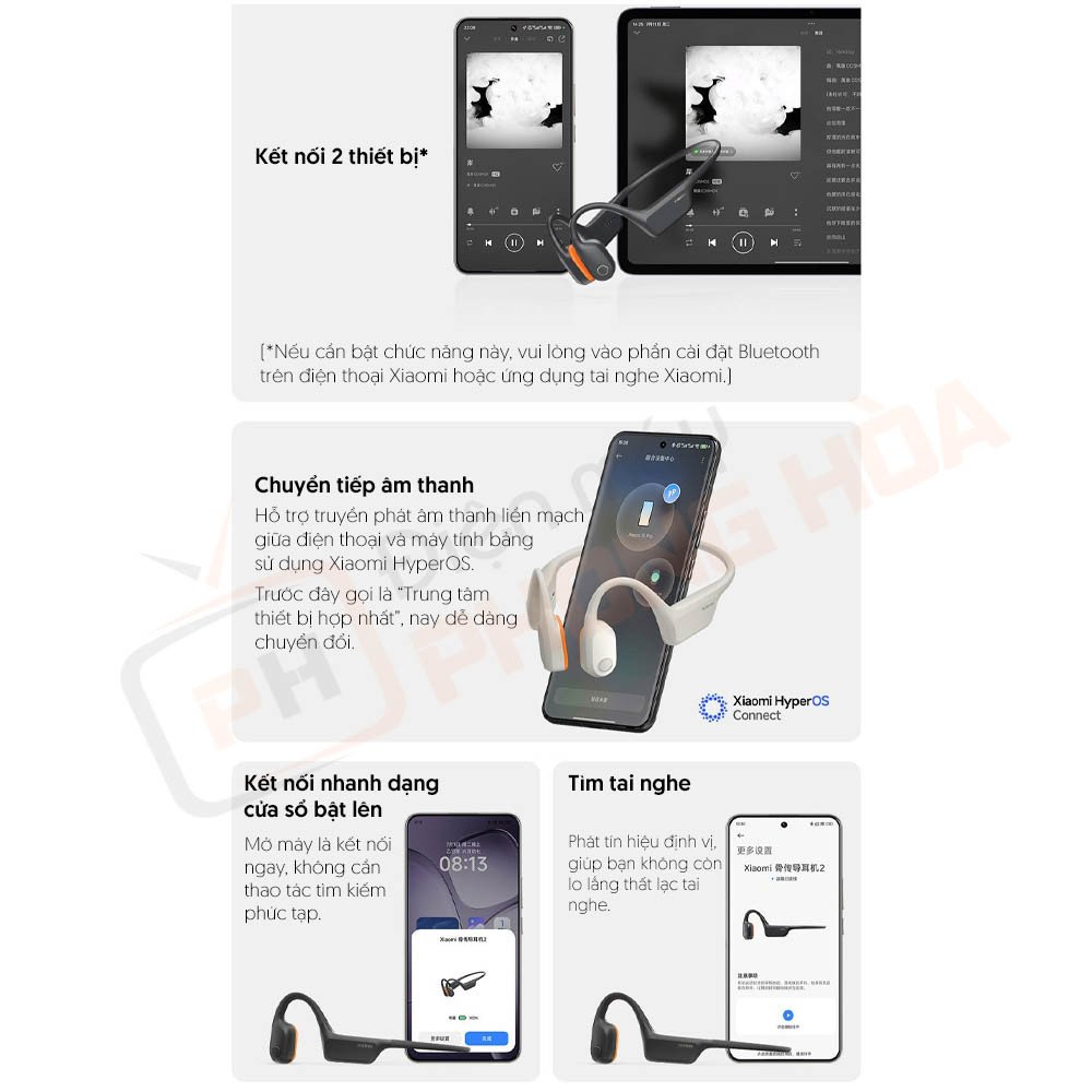 Hệ sinh thái thông minh của Xiaomi kết nối với tai nghe truyền âm thanh qua xương