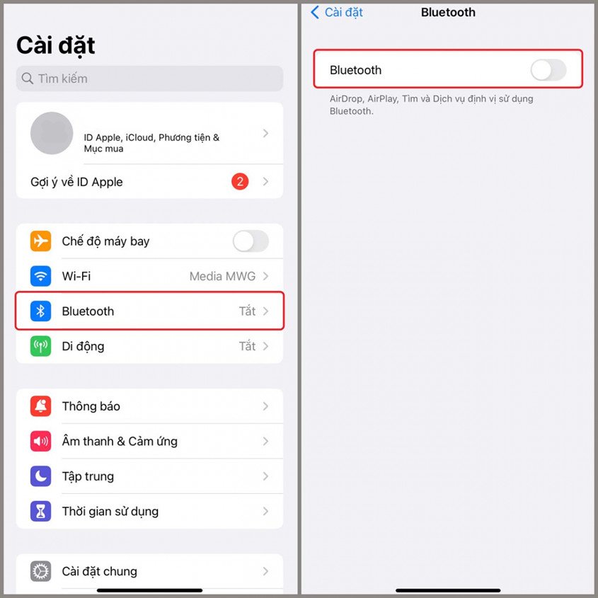 Hình ảnh minh họa bật Bluetooth trên điện thoại iPhone