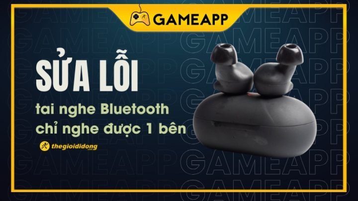 Hình ảnh một chiếc tai nghe Bluetooth màu đen, minh họa sự cố tai nghe Bluetooth chỉ nghe được 1 bên