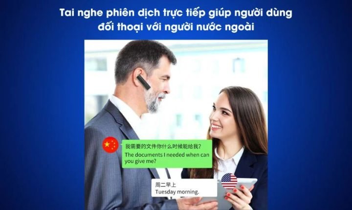 Hình ảnh tai nghe dịch thuật Lenovo mang ý nghĩa giao tiếp toàn cầu