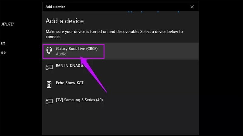 Hoàn tất ghép nối tai nghe Samsung Galaxy Buds Live với laptop