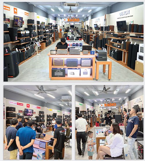 Không gian mua sắm micro bluetooth hát karaoke tại showroom Trần Du Audio