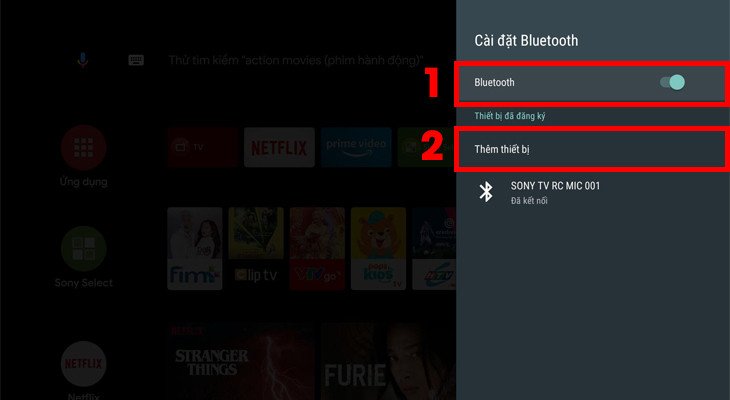 Kích hoạt Bluetooth trên tivi bằng cách gạt nút ON