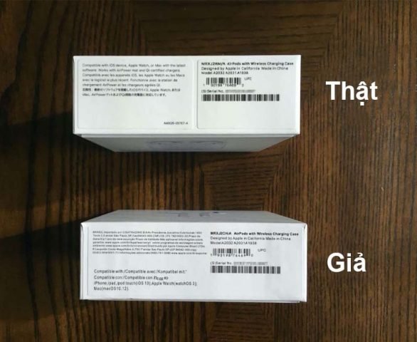 Kiểm tra bao bì AirPods chính hãng