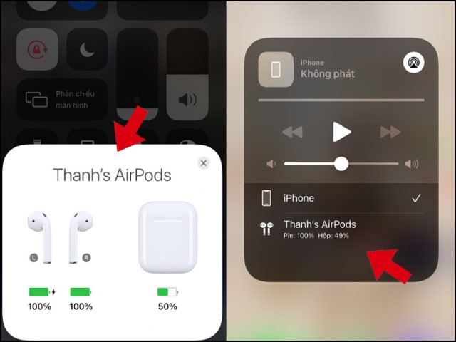 Kiểm tra pin AirPods chỉ nghe được 1 bên trong cài đặt Bluetooth