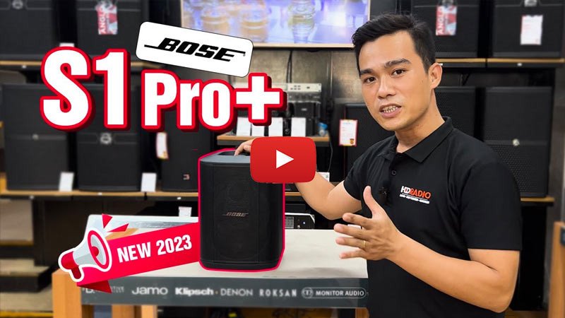 Loa di động Bose S1 Pro Plus màu đen, phù hợp cho biểu diễn và ghép nối đôi.