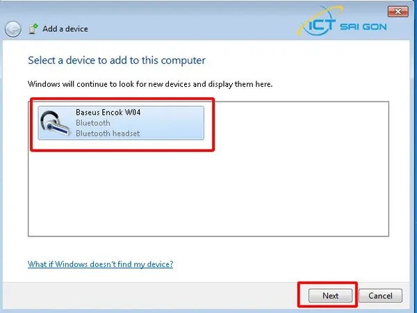 Lựa chọn thiết bị tai nghe Bluetooth để kết nối với Windows 7 64-bit