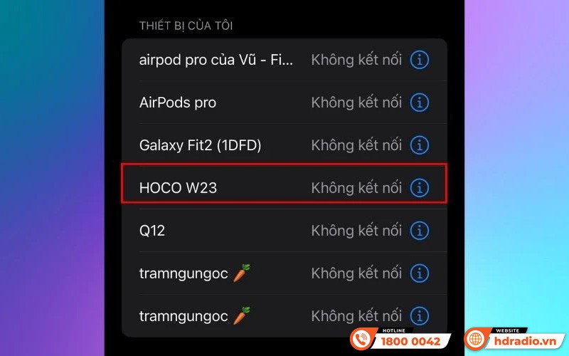 Màn hình iPhone hiển thị loa Bluetooth đã được kết nối, sẵn sàng phát âm thanh.
