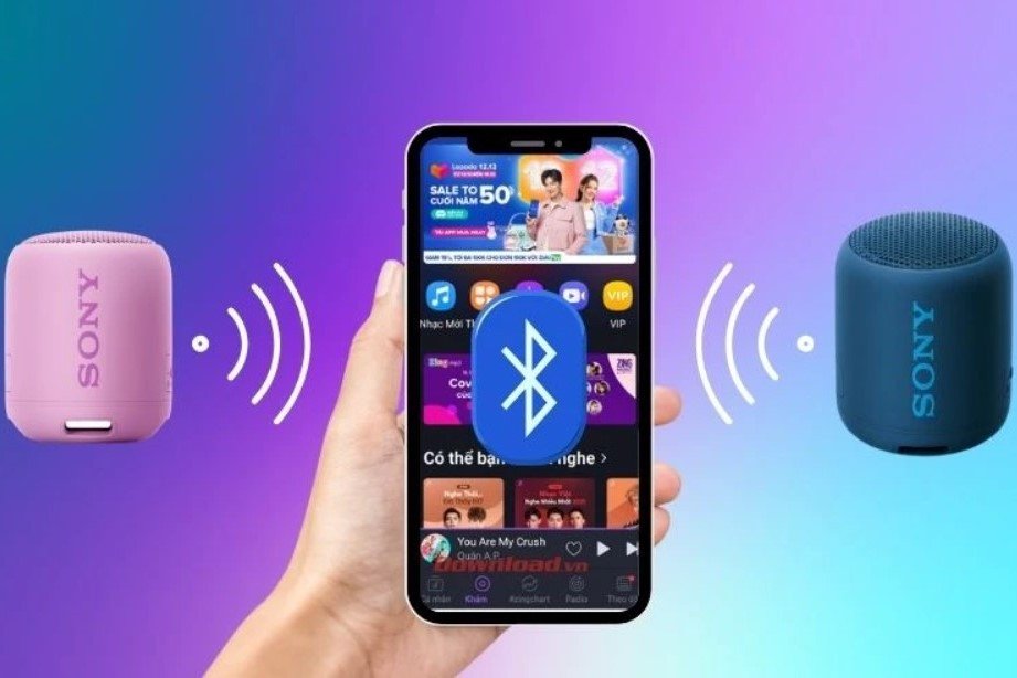 Minh họa loa Bluetooth cần thiết để ghép đôi thành công và phát 2 loa bluetooth cùng lúc iphone.