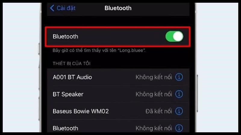 Mở cài đặt Bluetooth trên điện thoại để tìm thiết bị và kết nối tai nghe Baseus