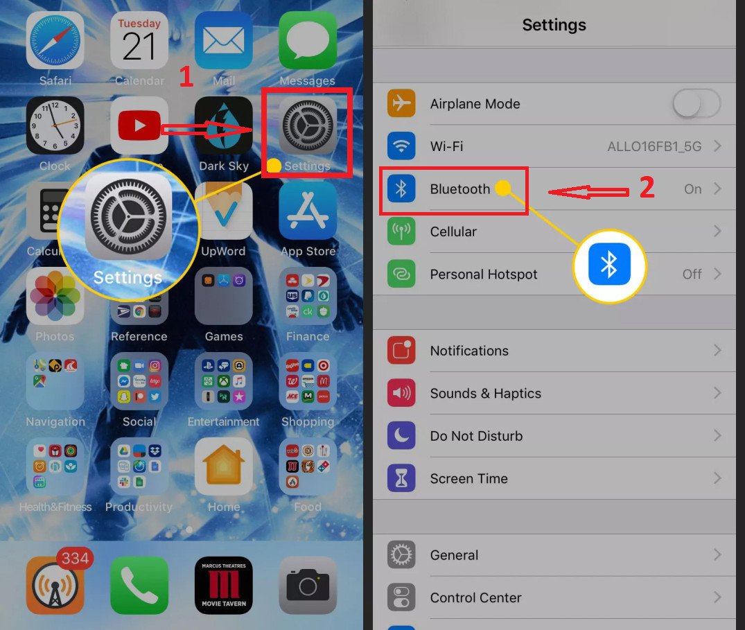 Mở cài đặt và bật Bluetooth trên điện thoại