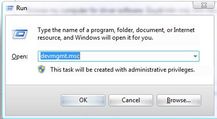 Mở hộp thoại Run và gõ "devmgmt.msc"