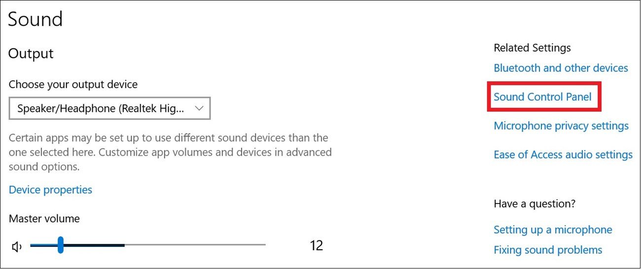 Mở Sound Control Panel để điều chỉnh cài đặt âm thanh nâng cao cho các thiết bị Bluetooth
