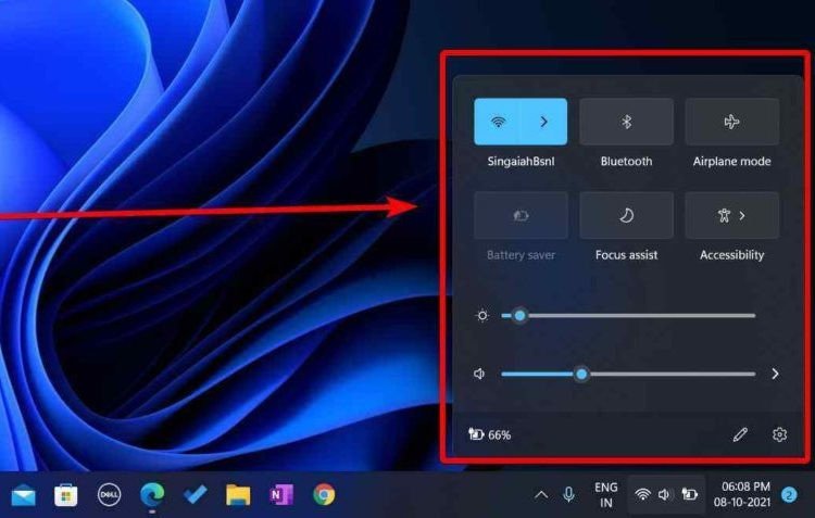 Mở Trung tâm Hành động (Action Center) để bật Bluetooth Win 11