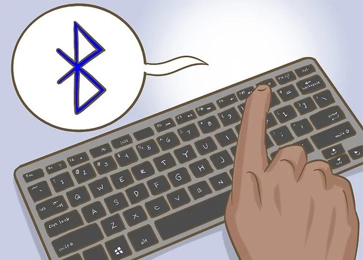 Nhấn nút Bluetooth trên bàn phím để kích hoạt chế độ ghép đôi