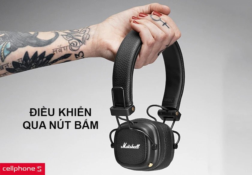 Nút điều khiển đa chức năng trên tai nghe Marshall Major 3