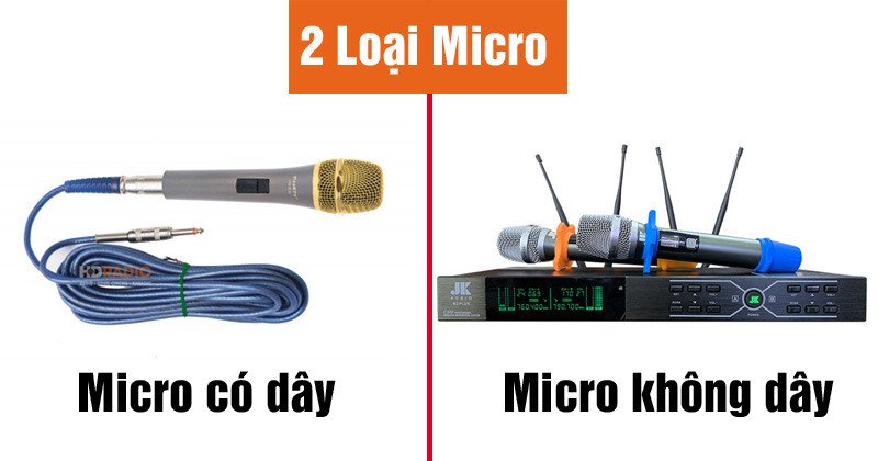 Phân biệt micro bluetooth hát karaoke có dây và không dây
