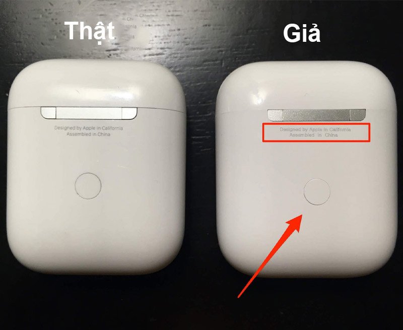 So sánh hộp sạc AirPods chính hãng và giả