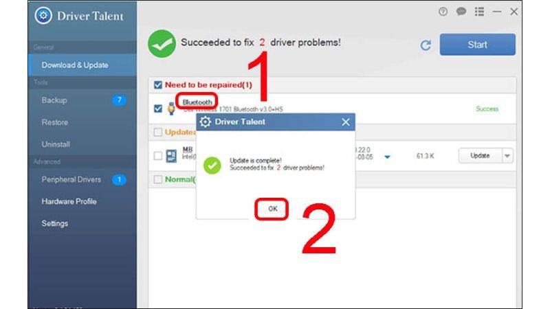 Sửa chữa driver Bluetooth bị lỗi bằng Driver Talent trên Windows 10