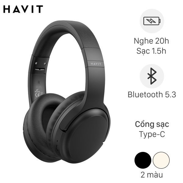 Tai nghe chụp tai Bluetooth Havit H662BT màu đen sang trọng