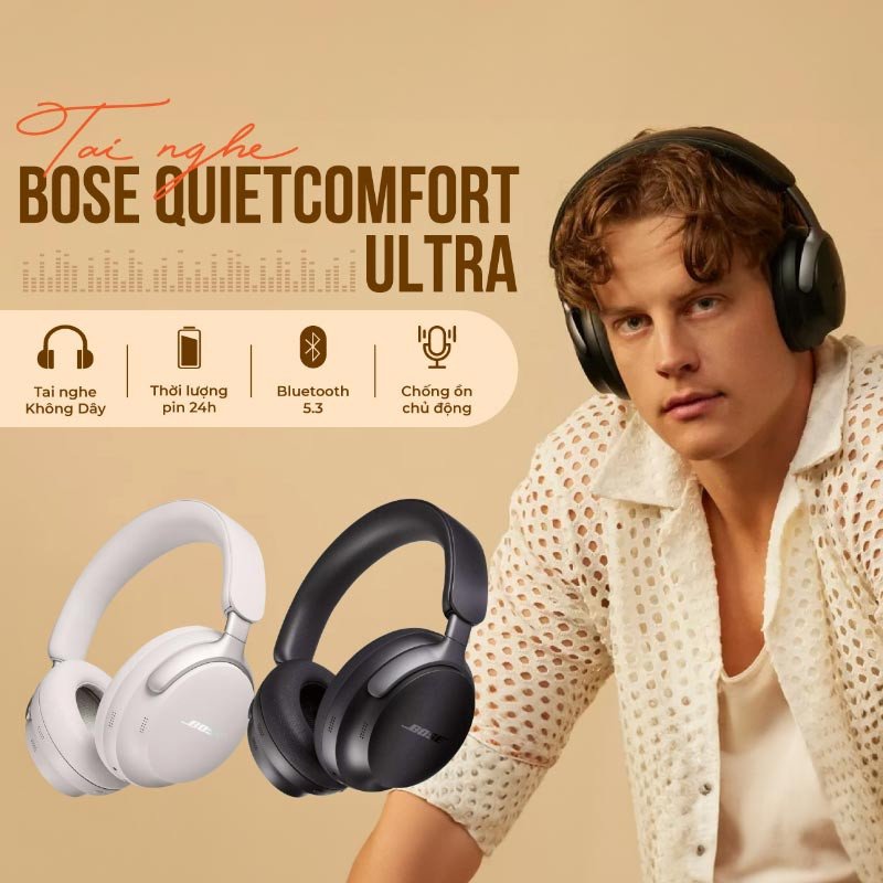 Tai nghe chụp tai Bose QuietComfort Ultra thiết kế tinh tế, hỗ trợ Bluetooth 5.3