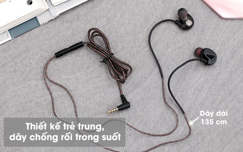 Tai nghe nhét tai có mic Mozard S80 với màng loa kép, âm thanh sống động