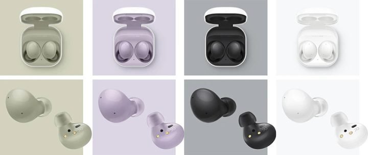 Tai nghe Samsung Galaxy Buds 2 màu trắng và case sạc nhỏ gọn
