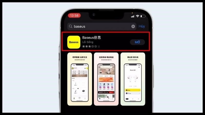 Tải xuống và mở ứng dụng Baseus trên smartphone để quản lý và kết nối tai nghe