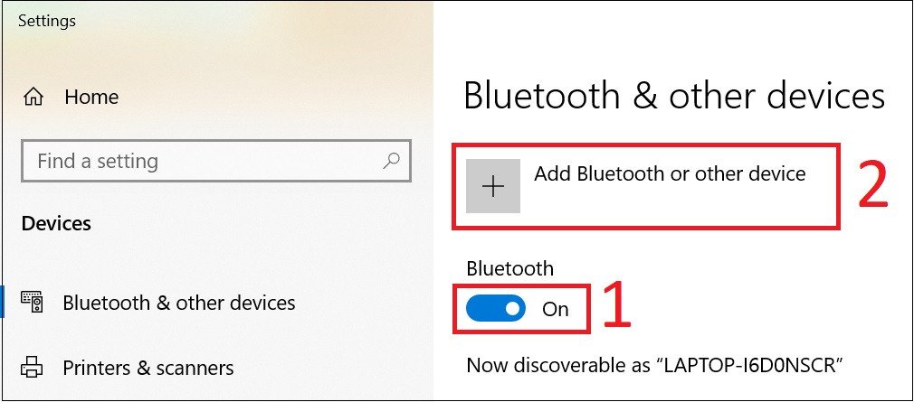 Thêm thiết bị Bluetooth mới để kết nối hai tai nghe với máy tính