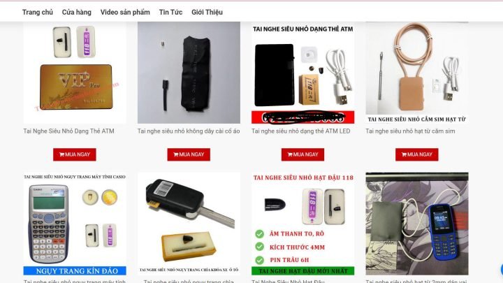 Thiết bị tai nghe siêu nhỏ và các hình thức ngụy trang tinh vi được bày bán