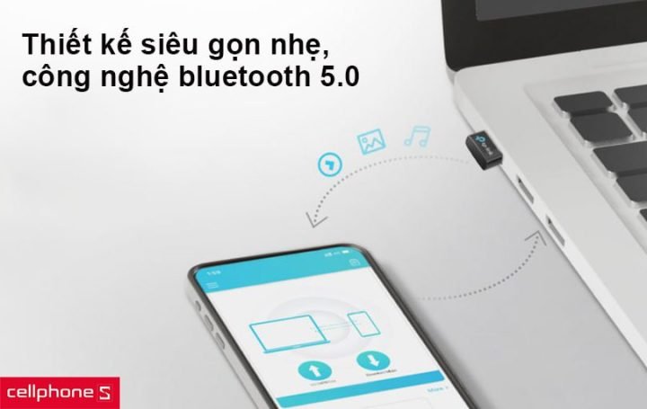Thiết bị USB Bluetooth 5.0 nhỏ gọn, tiện lợi cho PC
