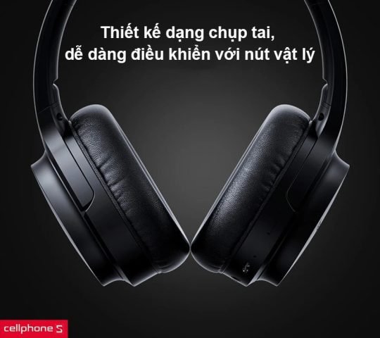 Thiết kế tai nghe Havit I62 chụp tai màu đen với đệm tai êm ái