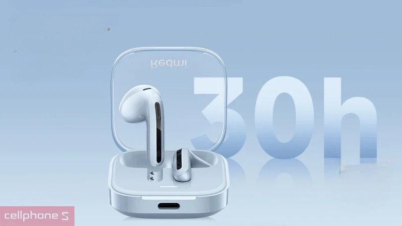 Thời lượng pin ấn tượng và tính năng sạc nhanh trên tai nghe Redmi Buds 6s