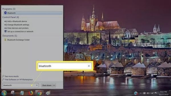 Tìm "Bluetooth" trong ô tìm kiếm Start Menu