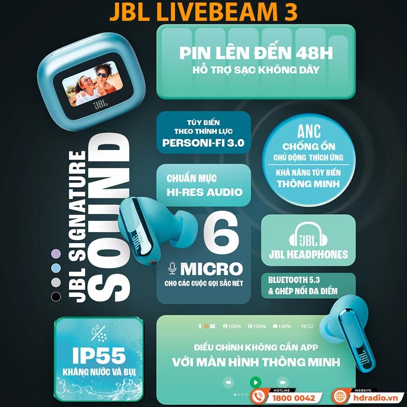 Tính năng tai nghe bluetooth JBL Live Beam 3