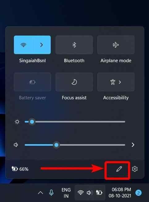 Tùy chọn chỉnh sửa các nút chức năng trong Action Center để thêm Bluetooth