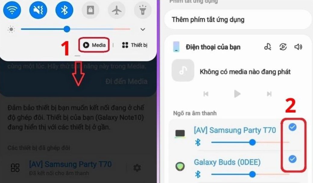 Tùy chọn Ngõ ra âm thanh trên Android để định cấu hình phát 2 loa Bluetooth cùng lúc.